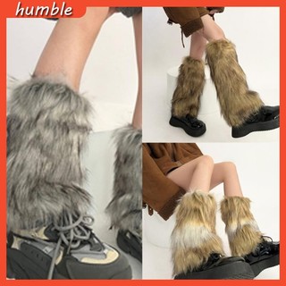 Hum Nữ Vintage Lông Chân Ấm Mùa Đông Ấm Áp Fuzzy Sang Trọng Boot Còng Tất Dài