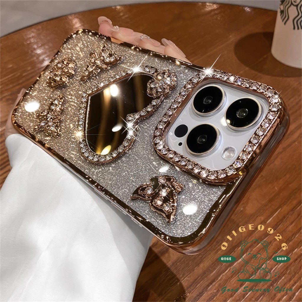 【 Ốp lưng iphone16 】 Vỏ điện thoại gương tình yêu kim cương iphone16 Pro Max 15 14 13 12 11 cho vỏ iPhone Vỏ mềm silicon TPU chống sốc