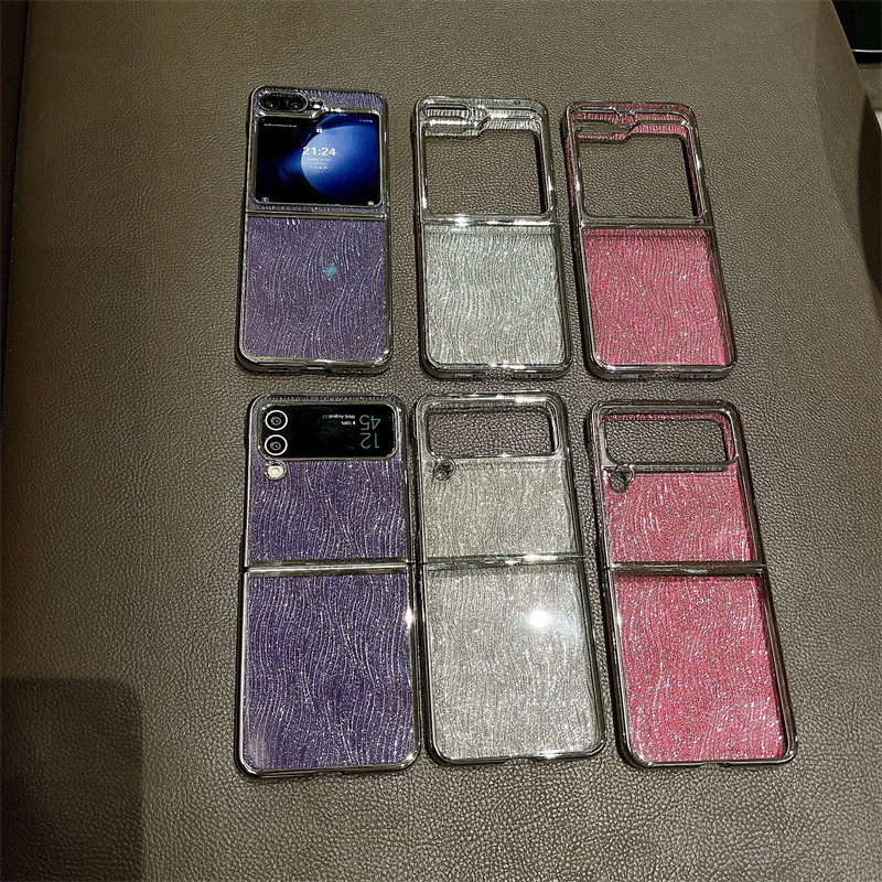 Ốp điện thoại lấp lánh mạ điện sang trọng Samsung Galaxy Z Flip 6 Flip 5 Flip 4 Flip 3 5G Vỏ bảo vệ mặt sau cứng chống sốc mỏng trong suốt