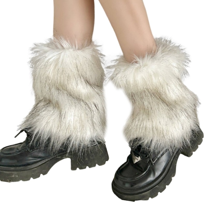 FL Ấm cúng Fuzzy Chân Ấm Áp Nữ Cô Gái Mùa Đông Phụ Kiện Thời Trang Lông Thú Sang Trọng Boot Có Tay Tất Cho Trang Phục Tiệc