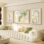 [Mã shopee 60K] Bộ 3 Tranh Tráng Gương Treo Tường Cao Cấp khung hợp kim Voi Con Trang Trí Phòng Khách, Phòng Ngủ CANVAS — ảnh 1