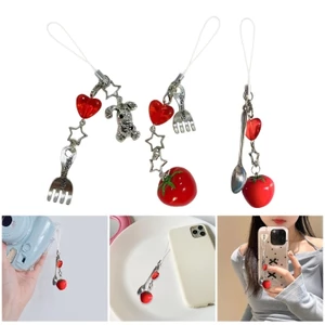Mya Cà Chua Mặt Dây Chuyền Móc Khóa Túi Charm Phụ Kiện Nhựa Móc Khóa Cho Nữ Thời Trang