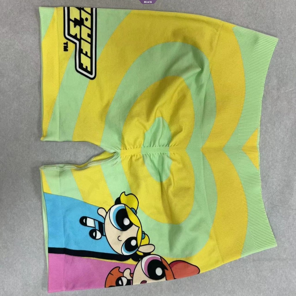 Mùa hè mới Quần short tập Yoga in hình hai mặt dễ thương Hello Kitty Quần short thể thao eo cao Quần short ba phần tư [BL]