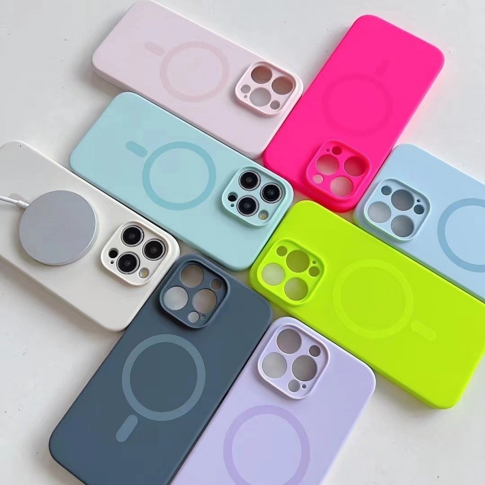 Ốp Điện Thoại Silicon Lỏng Màu Xanh Bầu Trời Từ Tính Cho iPhone 16ProMax 16Pro 16Plus 15ProMax 14 13 12ProMax Bảo Vệ Toàn Diện Camera Chống Sốc Bảo Vệ Vỏ Mềm