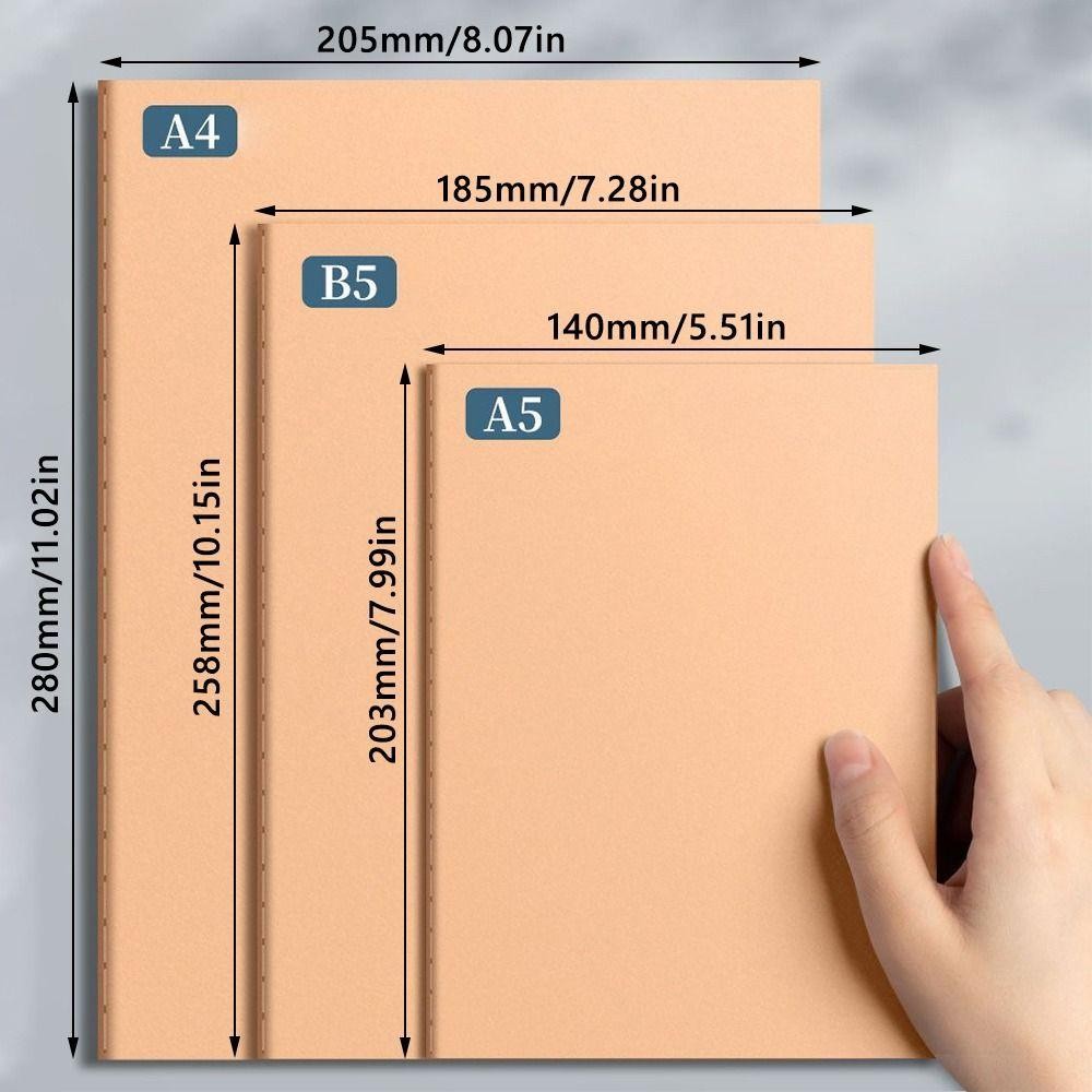 Sách Nhật Ký THFENG, Lưới / Lót / Trống A4 / A5 / B5, Sổ Tay Kế Hoạch Bìa Kraft Di Động Quà Tặng Sổ Tay