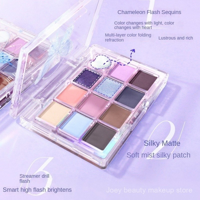 JILL LEEN Flower Butterfly Plate 12 Color Eye Shadow Matte Versatile Cold Storage Tray Beautiful Tray Pearl Bright Floor Color Waterproof Eyeshaw U7R8