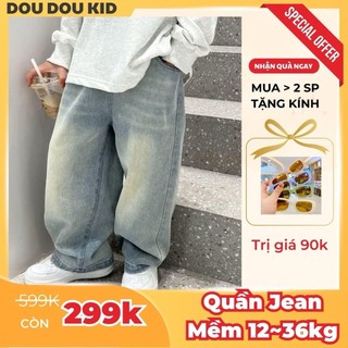 [DOUDOU KID] QJ10M Quần Jean Cho Bé 12-38kg,Màu Xanh Sáng Bạc Chất Jean Mềm Vải Jean Chính Phẩm
