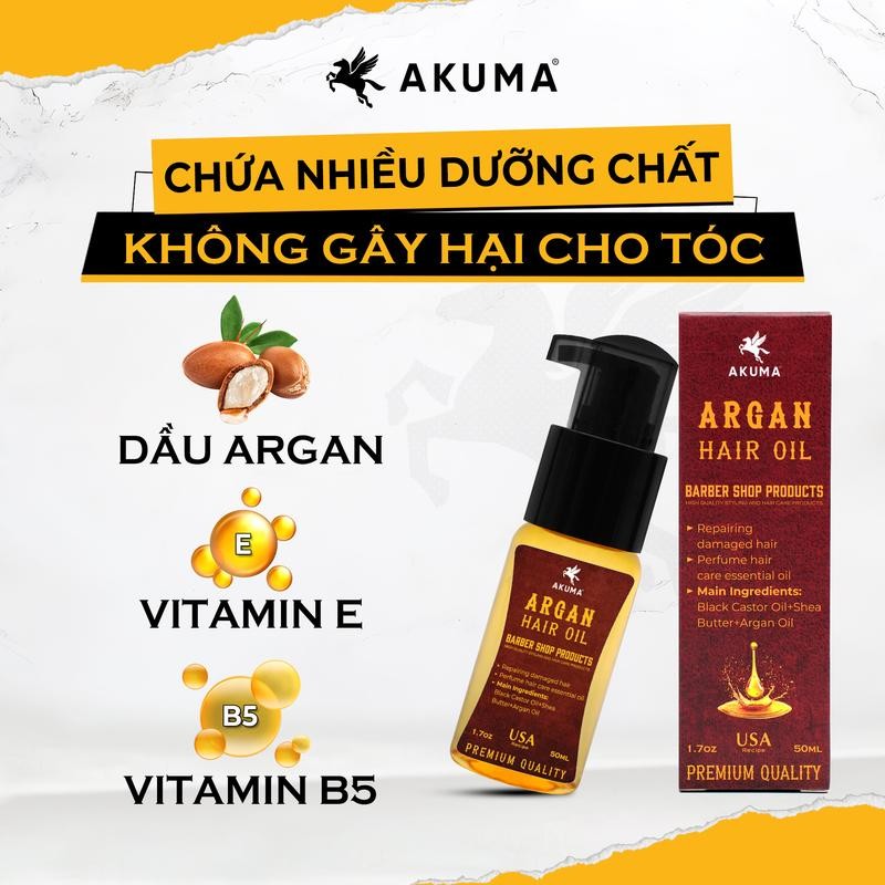 Ảnh Tinh Dầu Dưỡng Tóc AKUMA Argan Hair Oil 50ml Giúp Tóc Chắc Khỏe, Bóng Mượt, Hương Nước Hoa Nam Tính 3