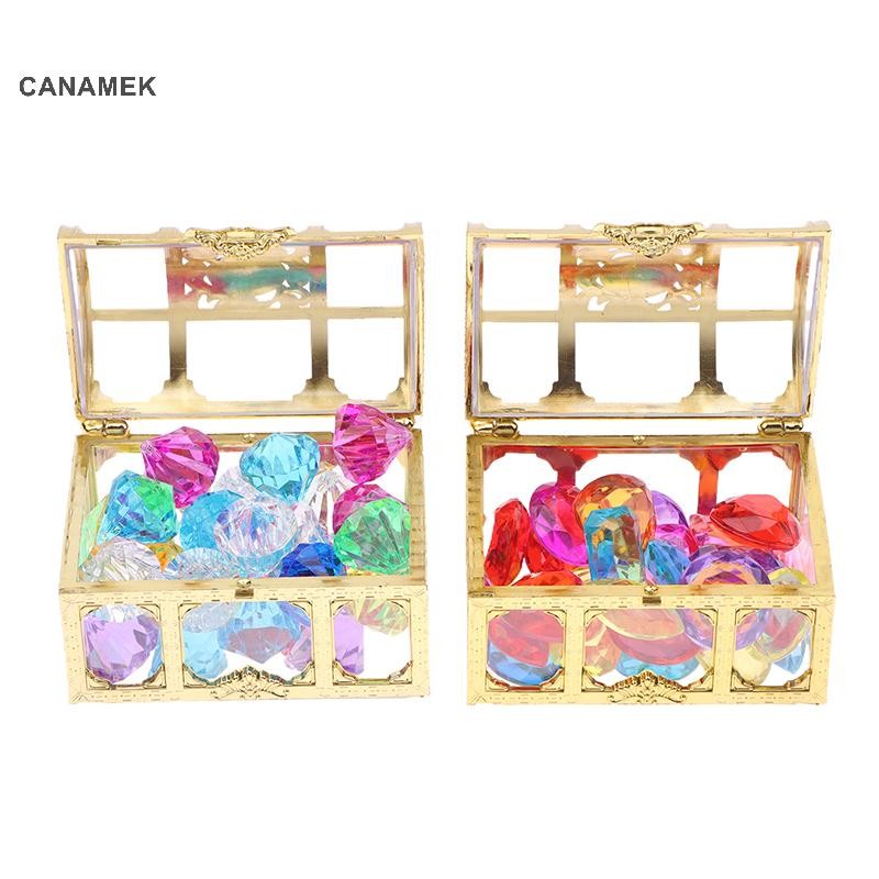 Canamek 1 Bộ Trẻ Em DIY Phụ Kiện Hộp Pha Lê Kho Báu Đồ Chơi Trẻ Em Acrylic Nhiều Màu Sắc Đá Quý Lớn Nhựa Trang Sức CSF