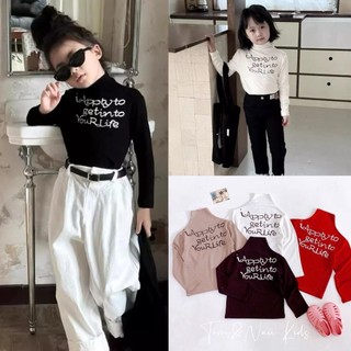 A41-Áo dài tay cổ cao (cổ kéo lên xún  linh động) cho bé gái thun zip cotton cho bé gái size từ 8-35Kg
