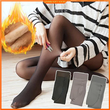 Quần legging ấm áp mùa thu đông dành cho nữ Quần legging co giãn màu đen nhung dày Quần legging mỏng ấm áp