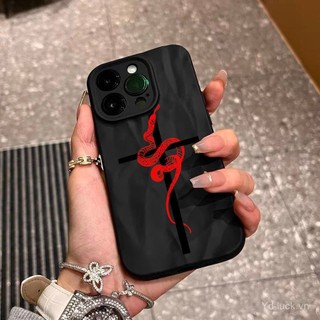 Ốp điện thoại toàn diện Cross Red Snake độc đáo Creative Dark Series Thích hợp cho iPhone16plus 15pro 14pro 13promax 12promax 11 xr 16 15plus xsmax 7plus Vỏ điện thoại chống sốc