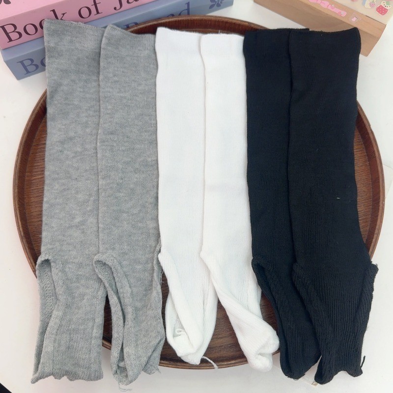 3 đôi tất bắp chân phong cách múa ba lê, nylon co giãn có dây đeo an toàn - Đen, Trắng, Xám