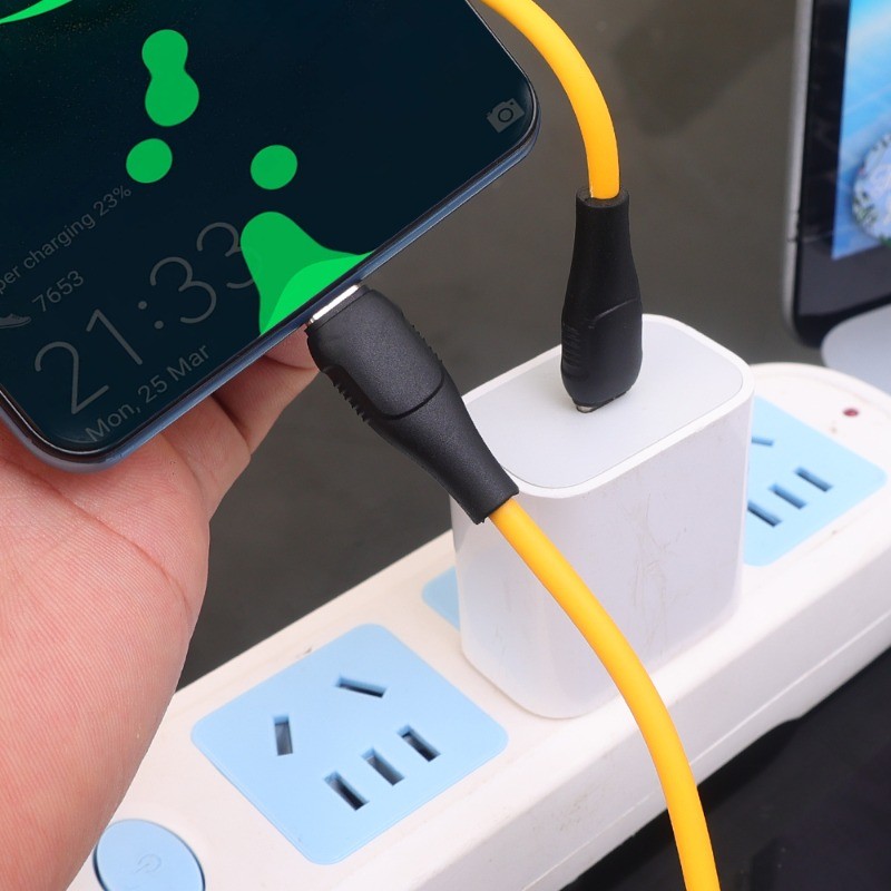 Cáp sạc USB-C di động 60W - Dây truyền dữ liệu Type-C hai đầu - Phụ kiện sạc màu vàng thực tế