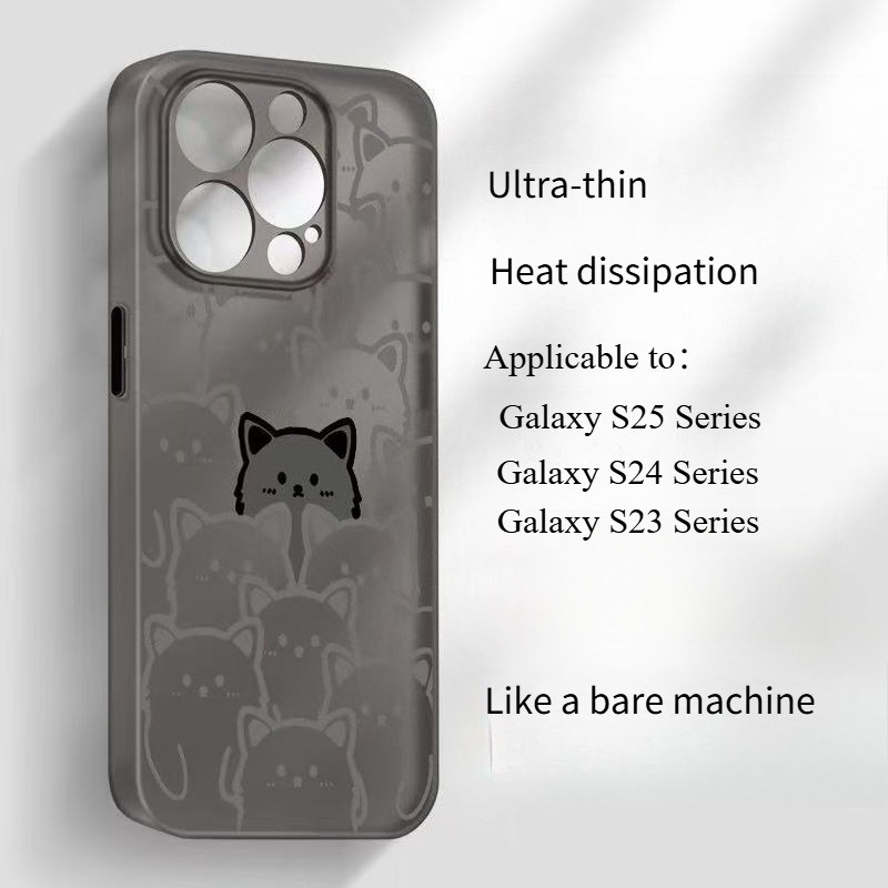 Ốp Điện Thoại Mèo Siêu Mỏng Tản Nhiệt Cho Samsung Galaxy S25 S24 S23 Plus Ultra S25 + S24 + S23 + 5G 4G Ốp Lưng Mờ Hoạt Hình Vỏ Mềm Chống Sốc Dễ Thương