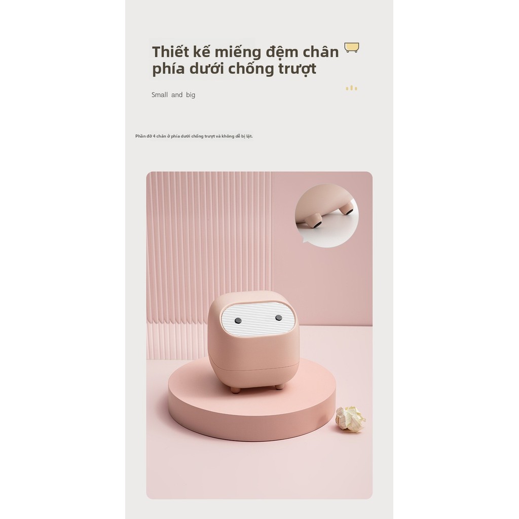 Thùng Rác Để Bàn Thông Minh - Nắp Ấn Khử Mùi - Đựng Rác Mini Cho Không Gian Hẹp