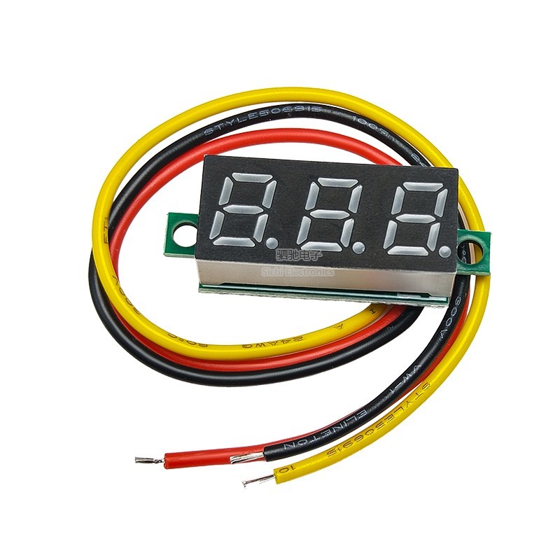 0,93cm Siêu Nhỏ Kỹ Thuật Số DC Vôn Kế Đầu Mô Đun Hiển Thị Kỹ Thuật Số Có Thể Điều Chỉnh Ba Dây DC0-100V Vôn Kế Pin