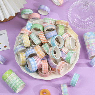 Washi Tape Kẻ Caro Pastel – Trang Trí Sổ Tay, Decor, Bullet Journal