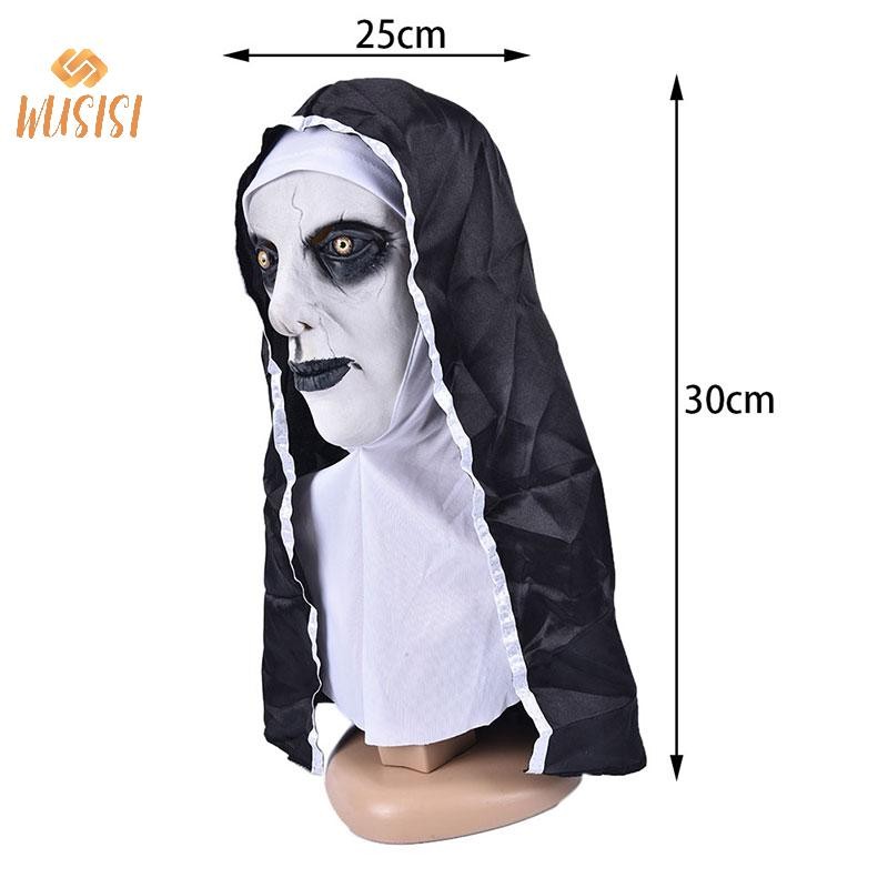 [WUSISI] Mặt nạ cao su nữ tu đáng sợ kinh dị kèm khăn trùm đầu Valak Cosplay cho trang phục Halloween MỚI