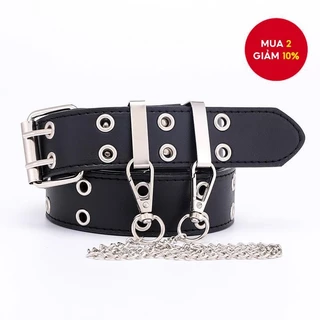 Dây thắt lưng kim loại Punk dành cho nữ - Thiết kế đinh tán chống trượt có thể điều chỉnh theo phong cách Gothic cho quần jean / quần yếm