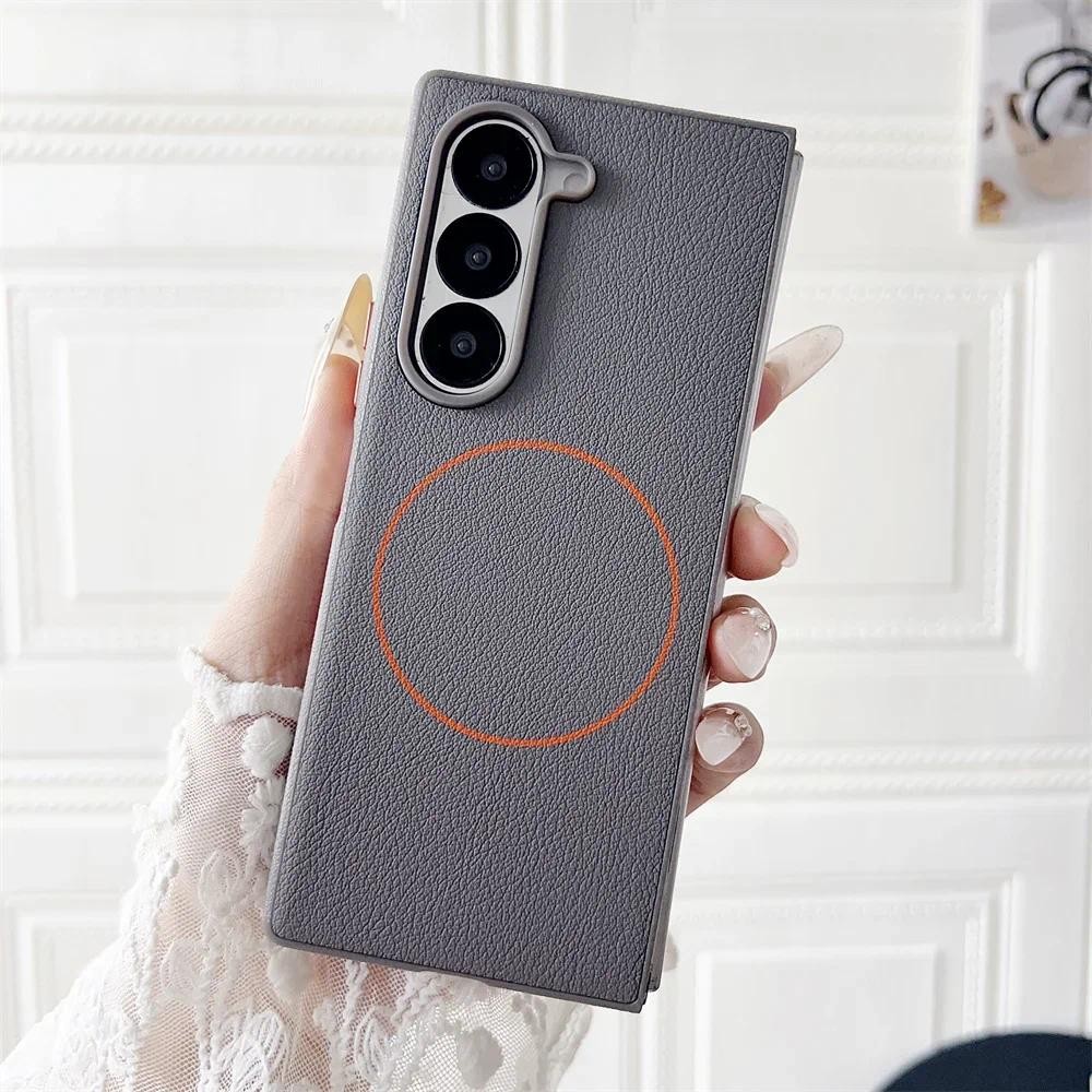 Ốp Điện Thoại Cứng Chống Sốc Cho Samsung Galaxy Z Fold 7 6 5 Fold7 Fold6 Fold5 5G Da PU Bảo Vệ