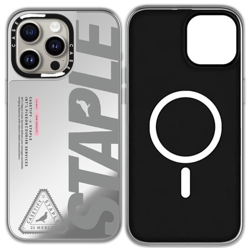 Ốp lưng CASECASE X STAPLE hút từ tính Vỏ iPhone Gương đen & bạc IPhone 16 15 14 13 12 Pro Max Plus Ốp lưng cứng có hộp khắc logo