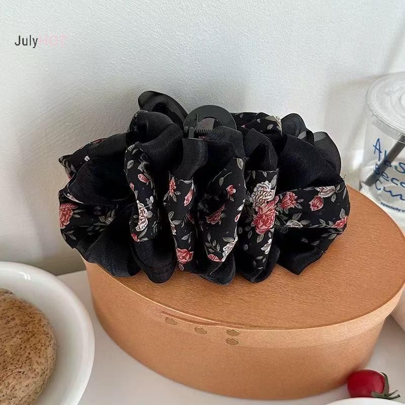 JULYHOT Hoa Nhẹ Nhàng Nhiều Lớp Kẹp Tóc Xù Chất Lượng Cao Đa Năng Cho Nữ Đuôi Ngựa Móng Vuốt Kẹp Phụ Kiện Tóc Massivedeals