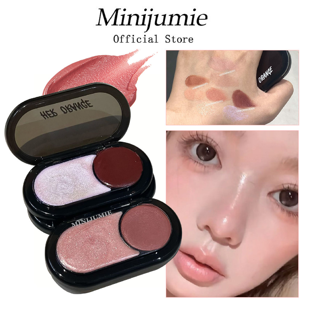 Herorange Hai Màu Tự Nhiên Đa Năng Kem Phấn Mắt Son Môi Ngọc Trai Matte Highlight Plate
