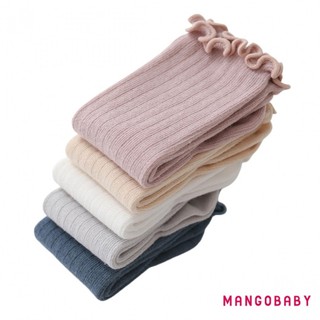 MG-Baby Vớ Màu Trơn Hố Dải Phong Cách Tai Gỗ Thoải Mái Thoáng Khí Ấm Áp Tất Dài