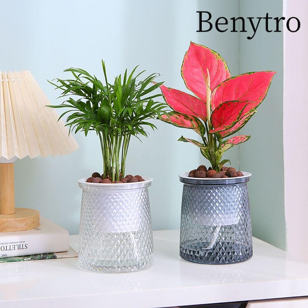 Chậu hoa BENYTRO, Đồ dùng làm vườn bằng nhựa Chậu cây, Chậu trồng thủy canh tự tưới nước có thể nhìn thấy