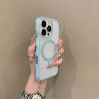 Ốp điện thoại di động từ tính 2 trong 1 thạch màu trong suốt sang trọng cho iPhone16 15 14 13 12 11 Pro Max bảo vệ camera chống sốc chống rơi mặt sau mềm