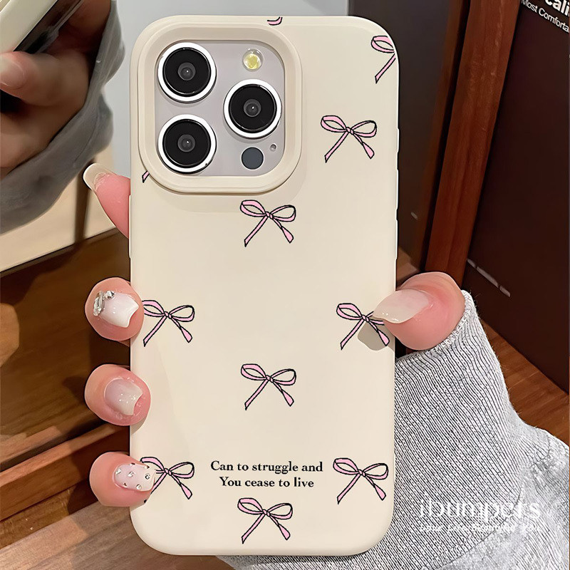 ibumpers Ốp Điện Thoại iPhone Họa Tiết Nơ Màu Hồng Đơn Giản Cho IPhone 16 15 14 12 13 11 Pro Max IP 7 8 Plus X XS XR Ốp Lưng Silicon Lỏng Mềm