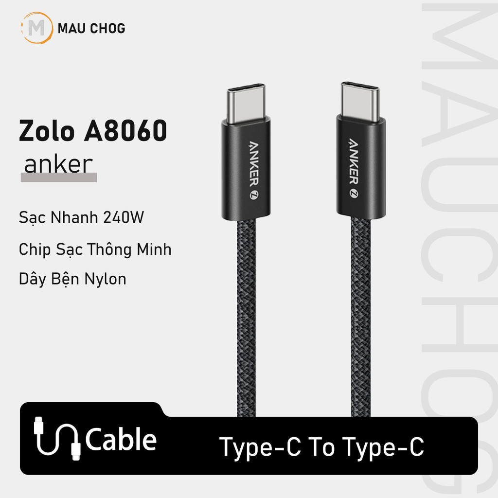 Cáp Sạc Nhanh Anker 240W Type C To Type C Cho Điện Thoại iPhone 17 Pro Max 16 15 Laptop Macbook iPad