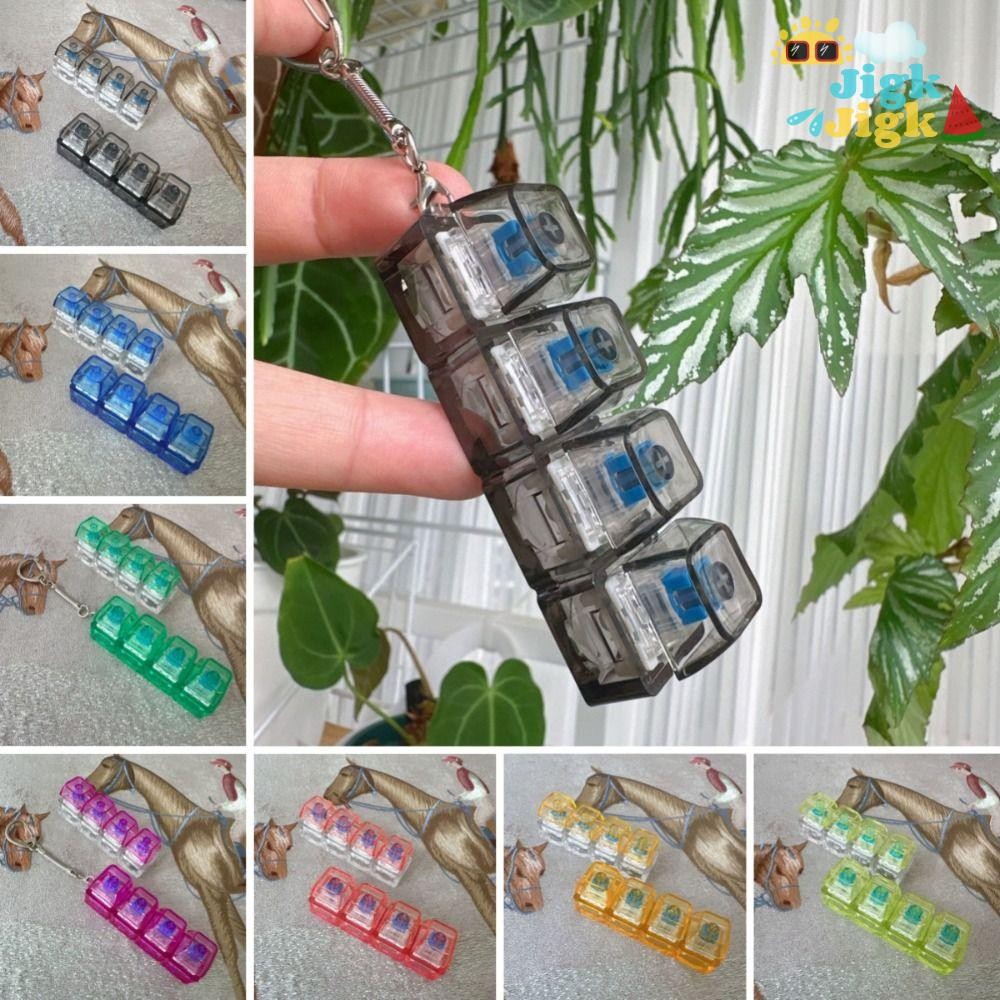 JIGK Fidget Clicker Toy, Base Stress Relief Key Chain, Mặt dây chuyền thú vị Bàn phím LED 4 phím Móc khóa giải nén cho người lớn