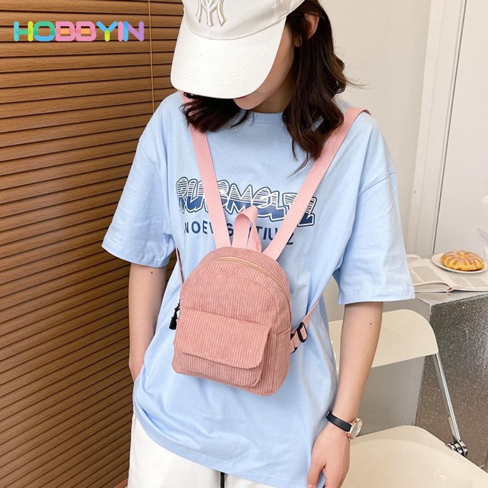 Ba lô nhỏ HOBBYIN, Ba lô Mini nhẹ màu trơn, Thời trang vải nhung Dacron Du lịch Ba lô Trường trung học