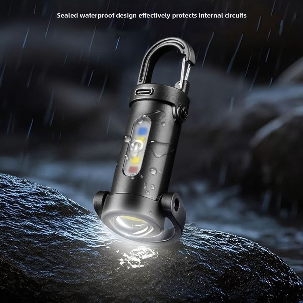 Đèn pin móc khóa ESSENCEH, COB LED sạc USB, mini di động, đèn đỏ/xanh, dùng cắm trại, tìm kiếm, đi bộ