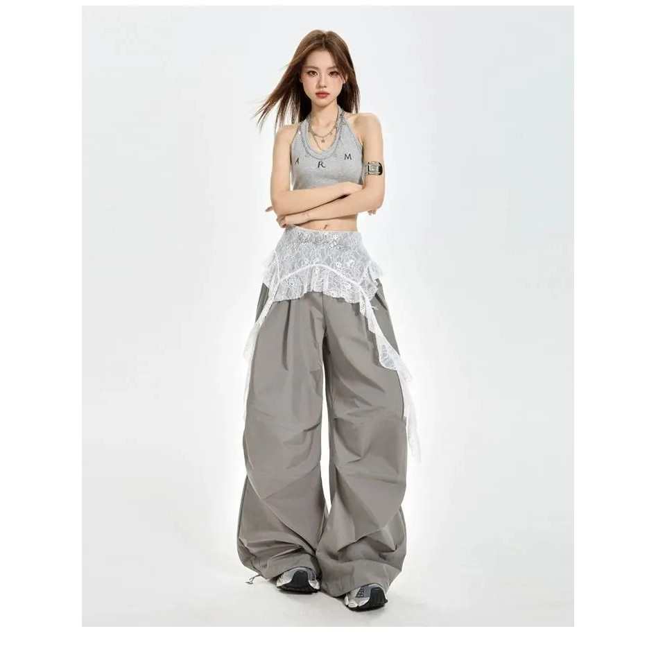 Milyfashion Ren Thêu Fart Rèm Mới Niche Độc Đáo Dưới Thân Váy Không Đều Ruy Băng