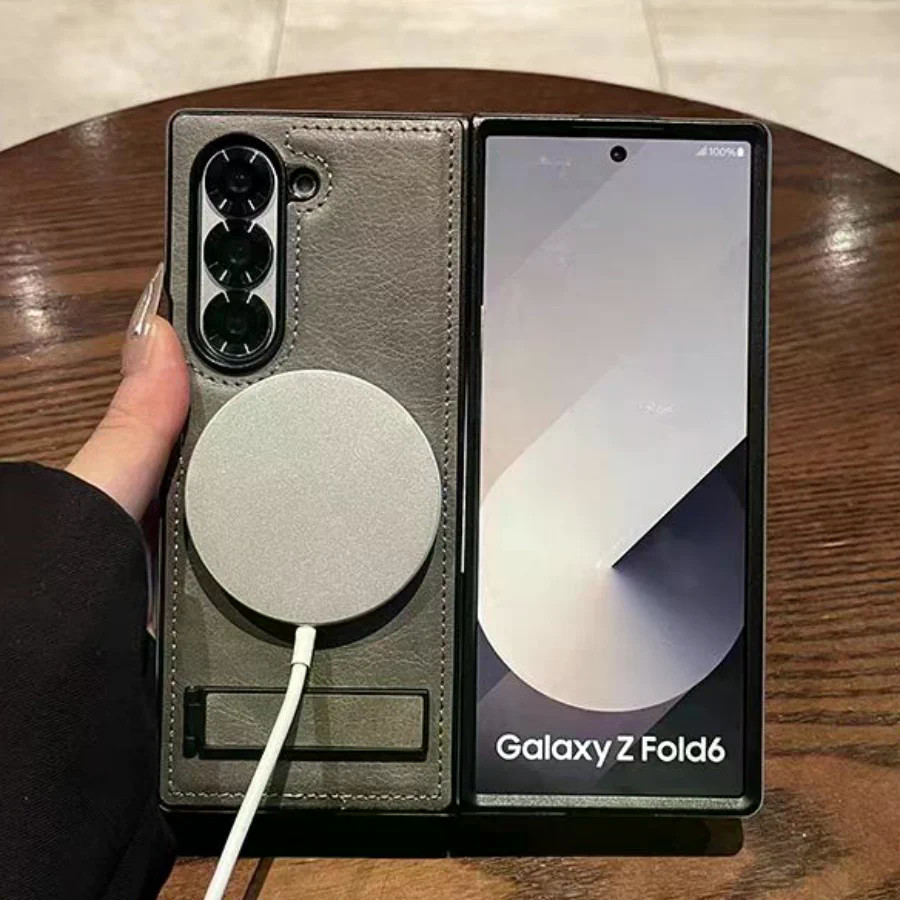 Dành Cho Samsung Galaxy Z Fold 6 Gấp Đứng Dành Cho Samsung Z Fold 5 Từ Tính Sạc Dành Cho Galaxy Z Fold 7 4 3 Retro Bao Da