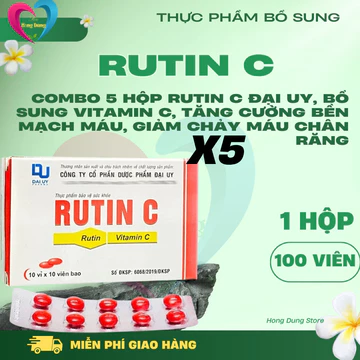 Combo 5 hộp Rutin C Đại Uy, Bổ Sung Vitamin C, Tăng Cường Bền Mạch Máu, Giảm Chảy Máu Chân Răng