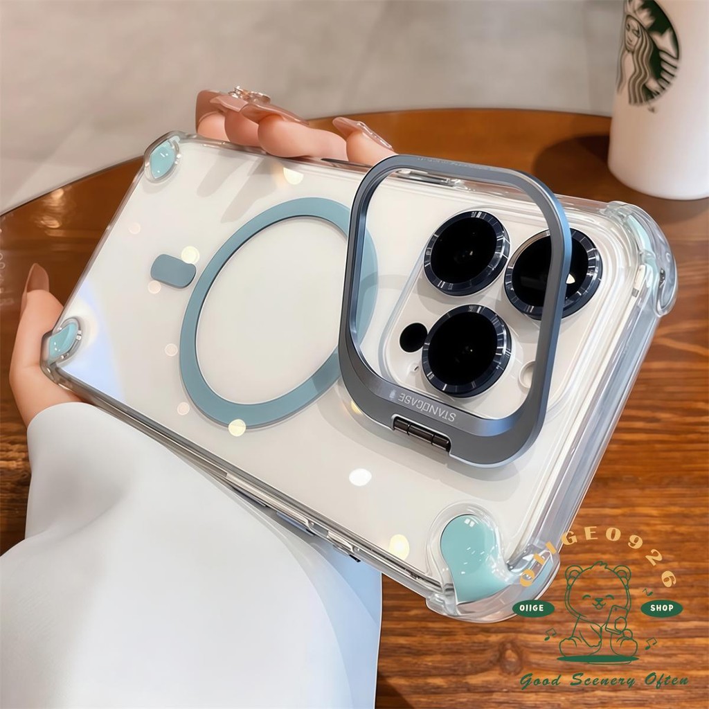 Túi khí acrylic trong suốt khung từ tính Vỏ điện thoại iphone16 Pro Max 15 14 vỏ cho vỏ iPhone Vỏ mềm silicon TPU chống sốc