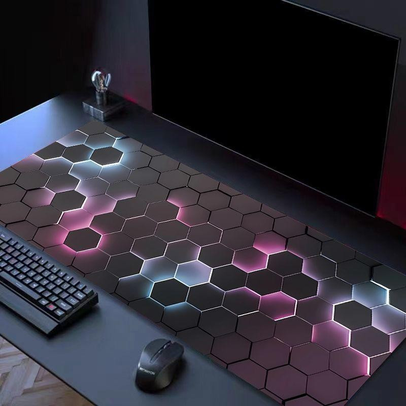 Miếng Lót Chuột Chơi Game Cao Cấp (Lên Đến 90x40cm) - Thảm Để Bàn Tổ Ong Cybernetic, Đế Cao Su Chống Trơn Trượt Cho Streamers & Thiết Lập Công Nghệ Tối Giản
