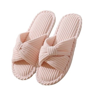 Phong Cách Mới Vải Lanh Cross Cotton Dép Hộ Gia Đình Trong Nhà Ấm Áp Dép Nữ