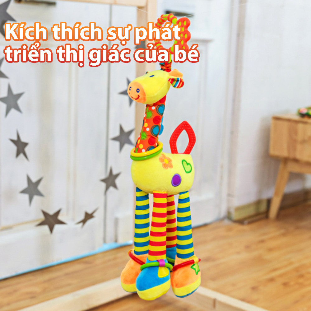 Giraffe Doll Pendant for Baby Bed Bell 0-1Y Infant Plush Doll Push Cart Pendant Comfort Toy