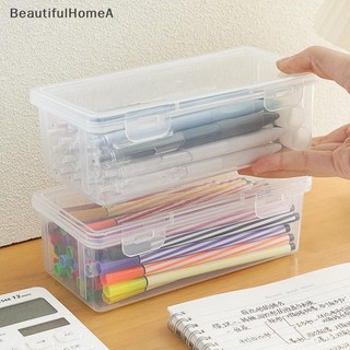 Hộp đựng nhựa trong suốt màu đen BeautifulHomeA có nắp cho bút, bút chì, bút đánh dấu, đồ dùng học tập & tổ chức văn phòng, sắp xếp bàn làm việc VN