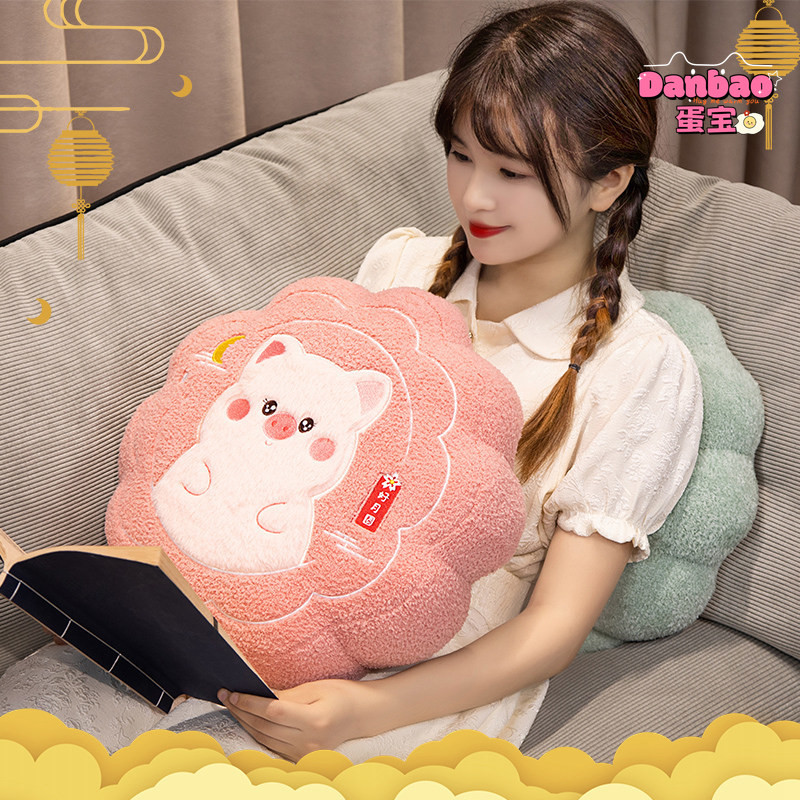 Đồ chơi nhồi bông gối bánh Trung Thu động vật dễ thương: gấu trúc, thỏ trắng, lợn hồng, quà tặng lễ hội Trung Thu cho trẻ em