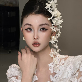 Mũ đội đầu cô dâu phong cách Trung Quốc, vẻ đẹp cổ điển với kẹp tóc phong lan chuông trắng