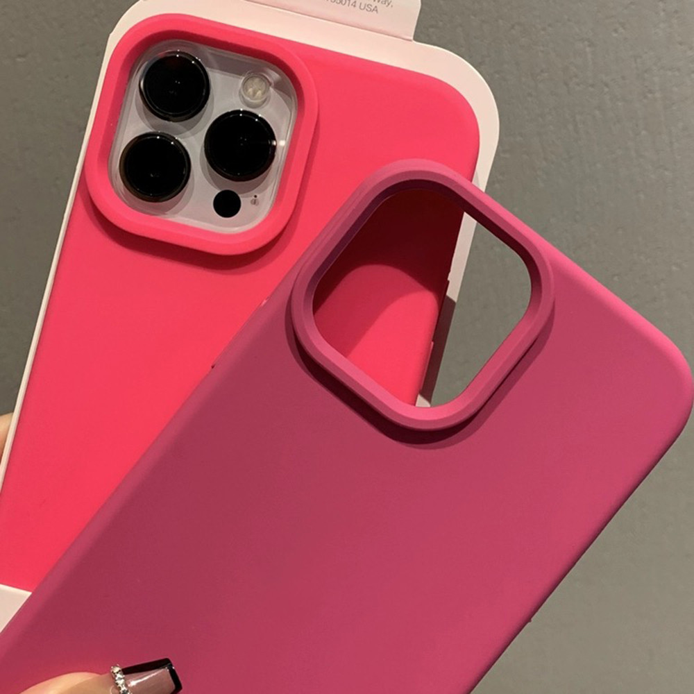 Ốp điện thoại silicon lỏng dòng màu hồng huỳnh quang cho iPhone 17ProMax 16 15 14 13 12 11Pr Max Bảo hiểm toàn diện Vỏ mềm bảo vệ chống sốc