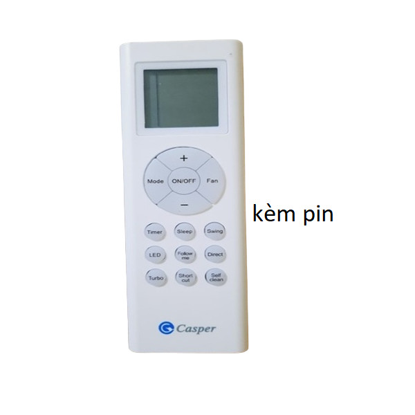 tay điều khiển remote từ xa điều hòa Casper mặt trắng-kèm pin-tay đầu bấm điều hòa Casper mặt trắng