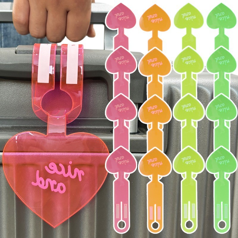 Thẻ hành lý hình trái tim - Di động, PVC, Huỳnh quang, Có thể ghi, Sáng tạo - Trang trí túi xách - Trang trí túi xách - Mặt dây chuyền ba lô - Nhãn chống mất - Phụ kiện du lịch