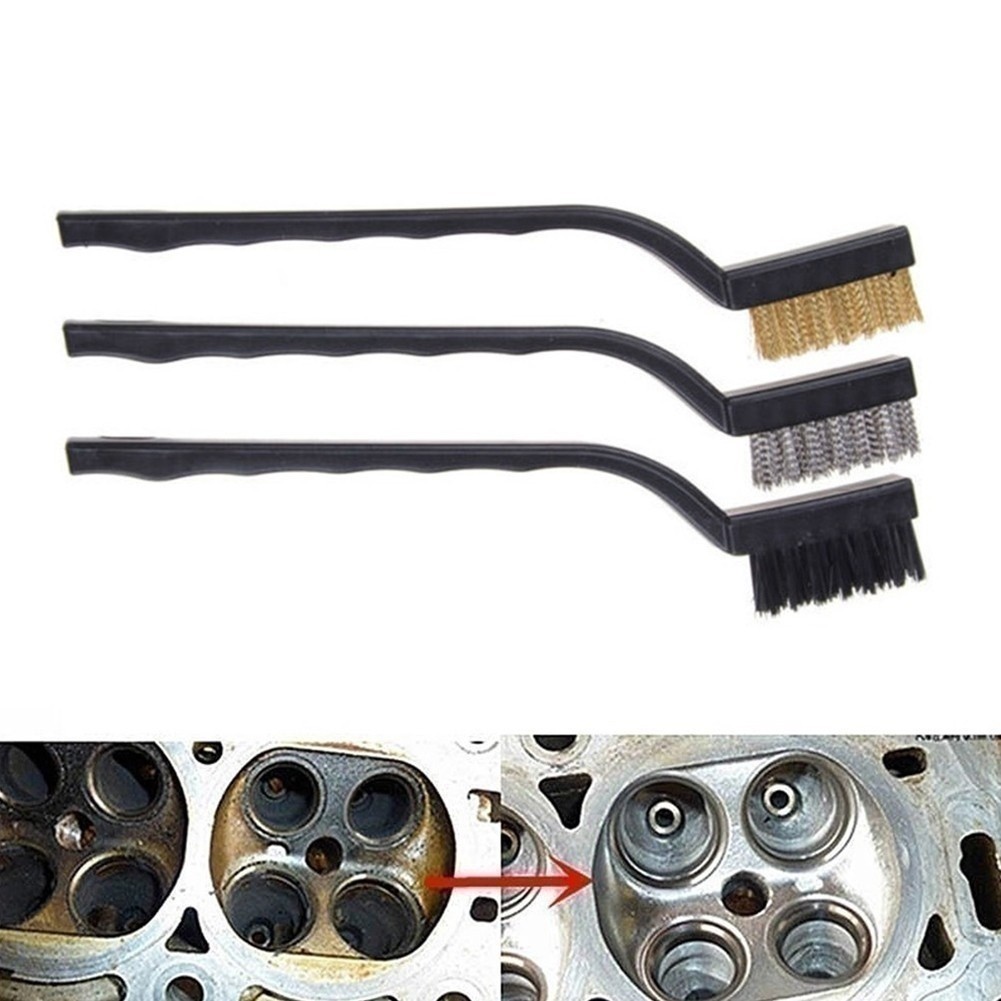 [Cosyh] 1 Bàn chải dây Nylon bằng đồng bằng thép không gỉ 7 "Rust Scrub Loại bỏ dụng cụ làm sạch